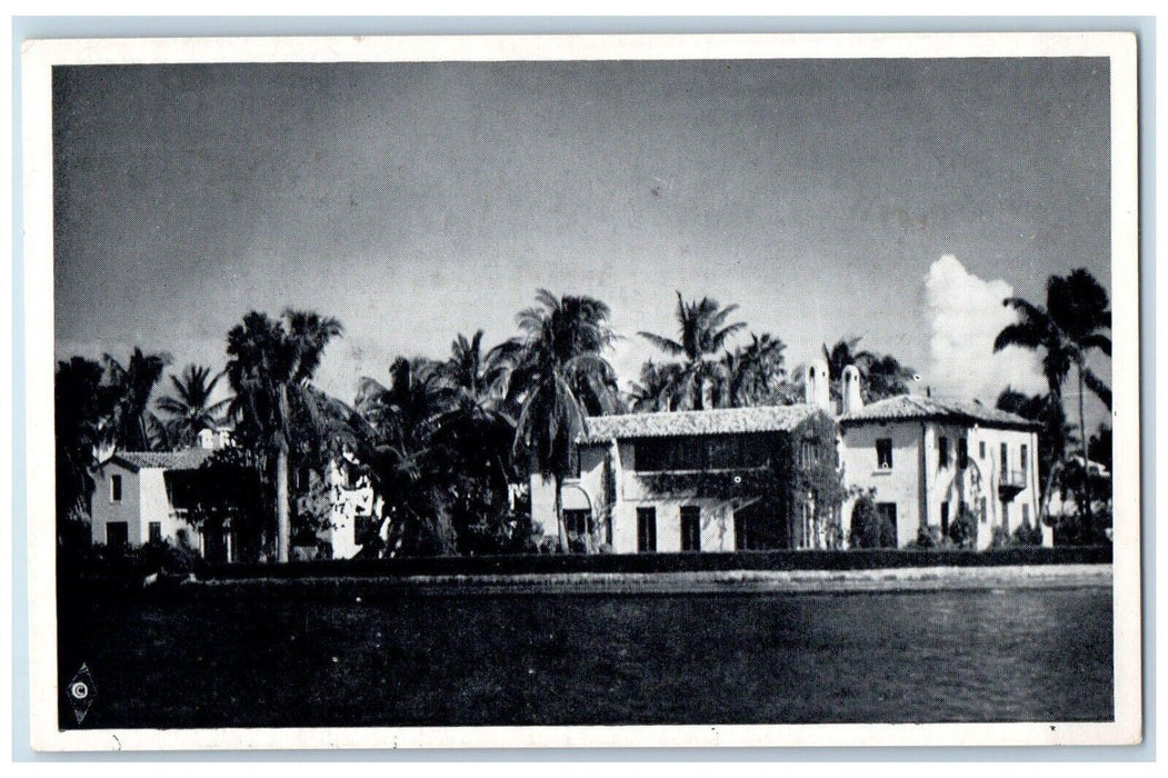 c1940s Home James M. Cox Miami FL Governor Ohio Nikko II Sunset Ship Postcard