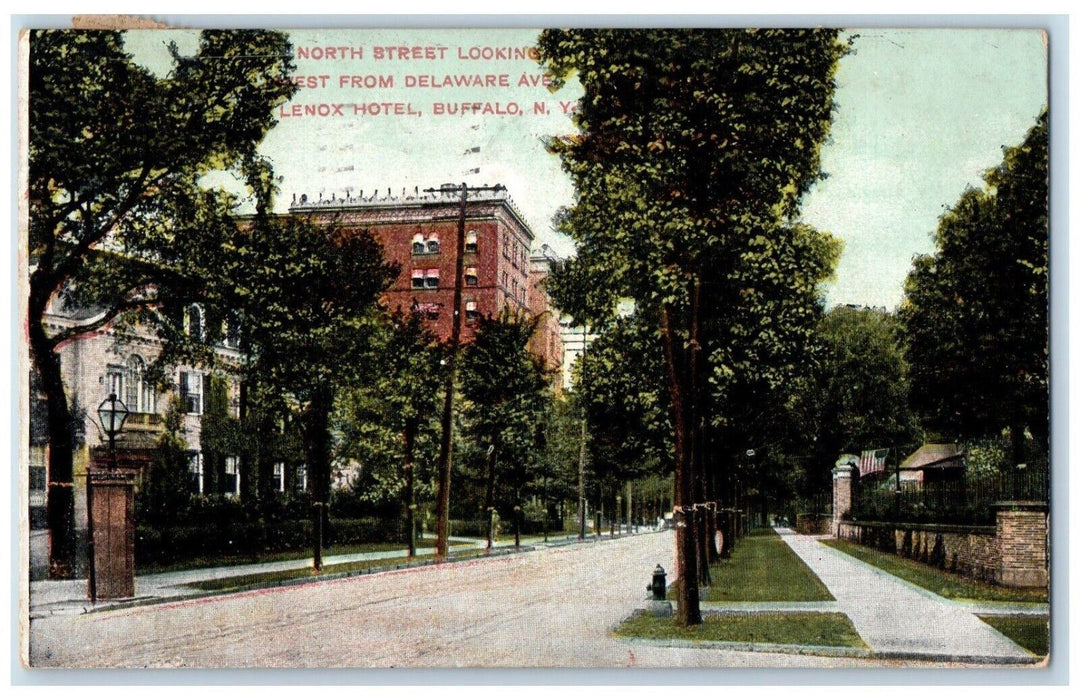 1918 North Street Looking West From Delaware Ave Lenox Hotel Buffalo NY Postcard
