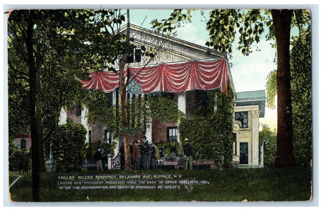 1907 Ansley Wilcox Residence Delaware Buffalo NY Assassination Mckinley Postcard