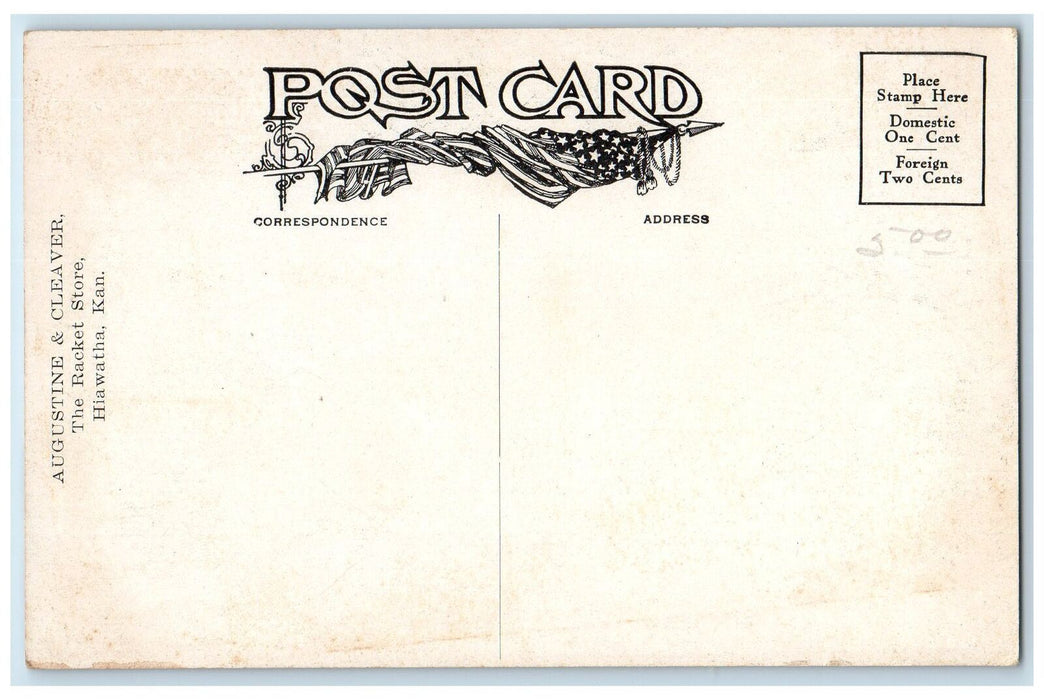 G.J. & Mo. P. Union Station Railroad Train Depot Hiawatha Kansas KS Postcard
