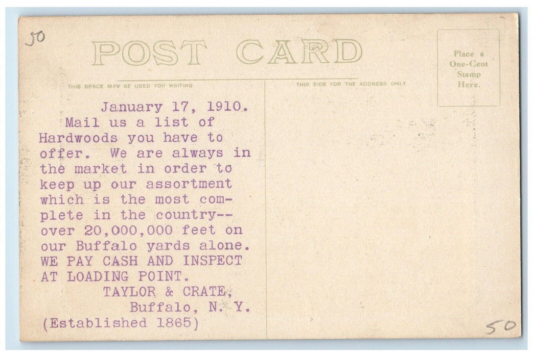 1910 Cross Alley Taylor Crate's Elk St. Yard Shipment Buffalo New York Postcard