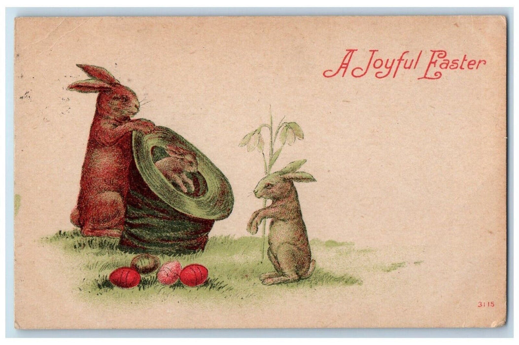 c1910's Easter Anthropomorphic Bunny Rabbits Eggs Saint Charles MN Postcard