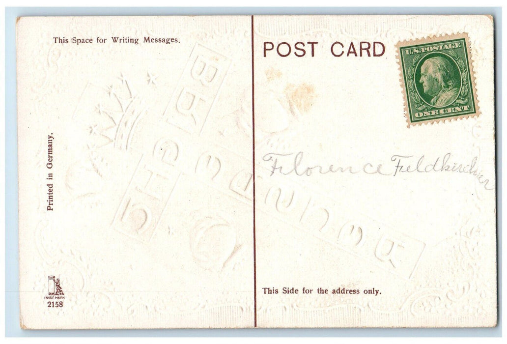 c1910's Easter Cross Angels Head Crown Embossed Unposted Antique Postcard