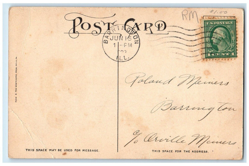 Children's Day Sunday School Girl Boy Mailing Letter Barrington IL Postcard
