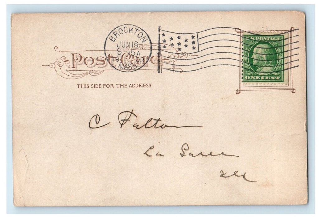 1909 View Of Railroad Station N. Y. N. H. & H. R. R. Co. Brockton MA Postcard