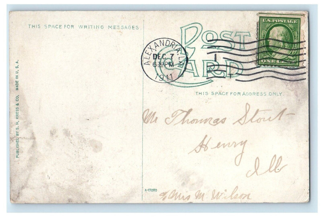 1911 Union Depot Train Station Alexandria Louisiana LA Posted Antique Postcard