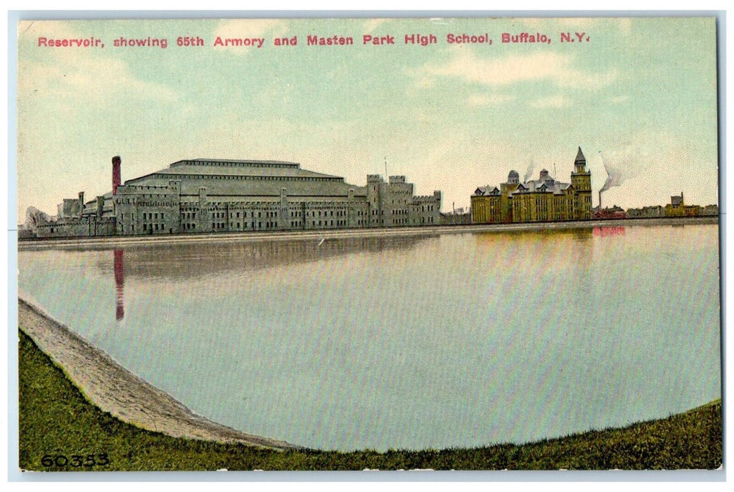 c1910 Reservoir Showing Armory Masten Park High School Buffalo New York Postcard