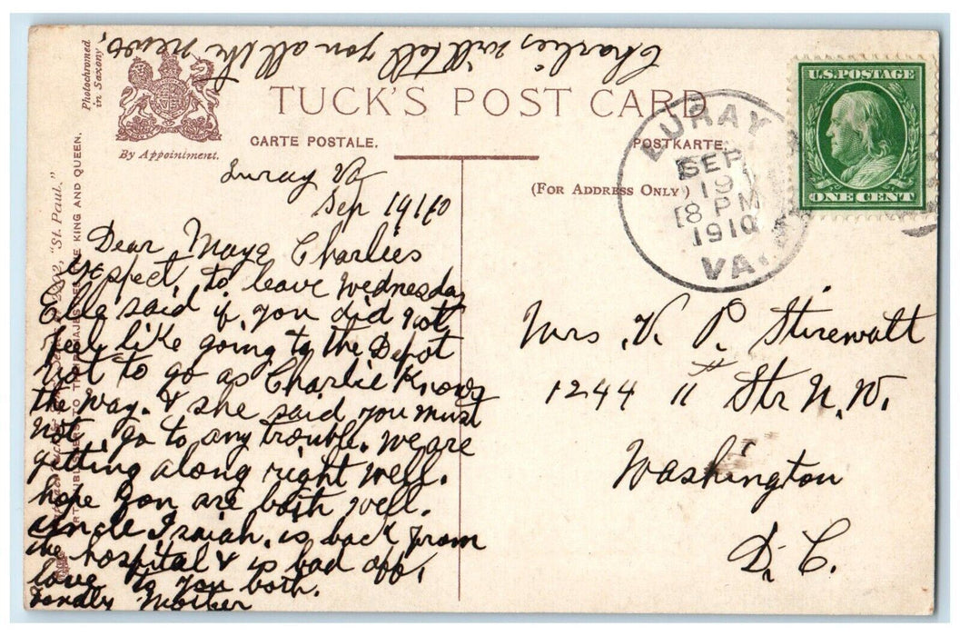 1910 St. Paul Old Round Tower Fort Snelling Luray Virginia VA Tuck's Postcard