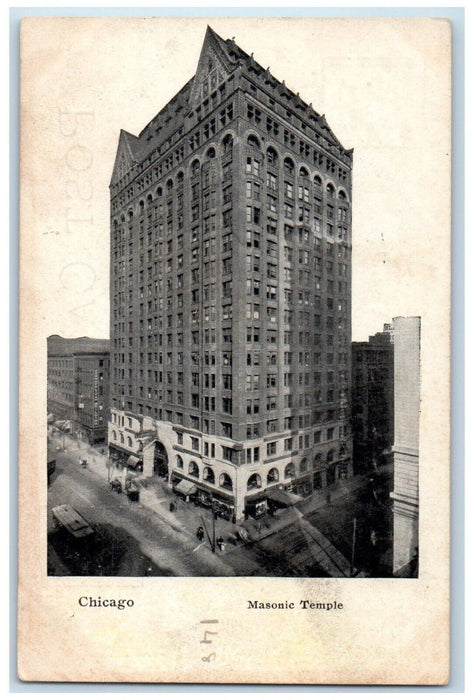 c1905 Masonic Temple Building Chicago Illinois IL Antique Vintage Postcard