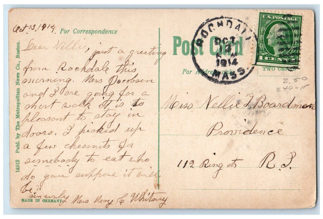 1914 Bloomingdale Insane Asylum Worcester Rochdale Massachusetts MA Postcard
