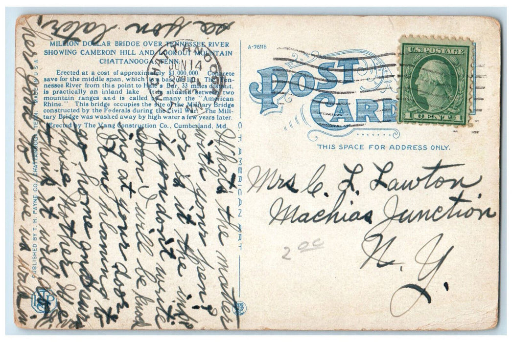Million Dollar Bridge Over Tennessee River Cameron Hill Chattanooga TN Postcard