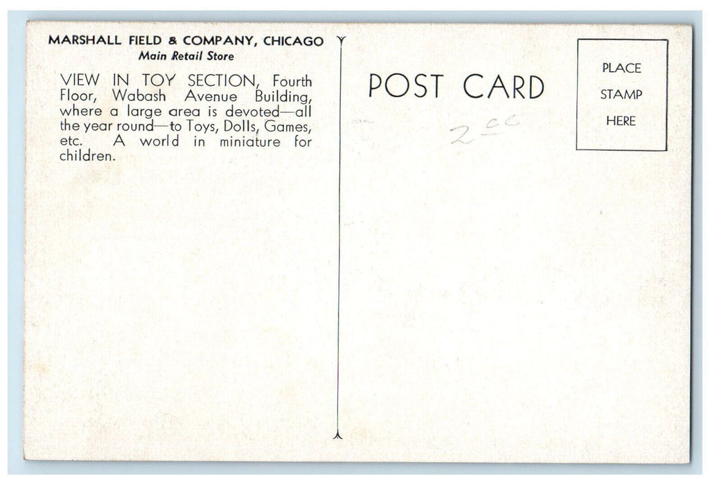 View In Toy Section Marshall Field & Company Chicago Illinois IL Postcard