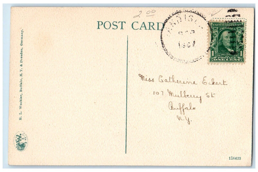 1907 Wharf At The Bedall House Canoe Boat Boatyard Dock Bridge New York Postcard