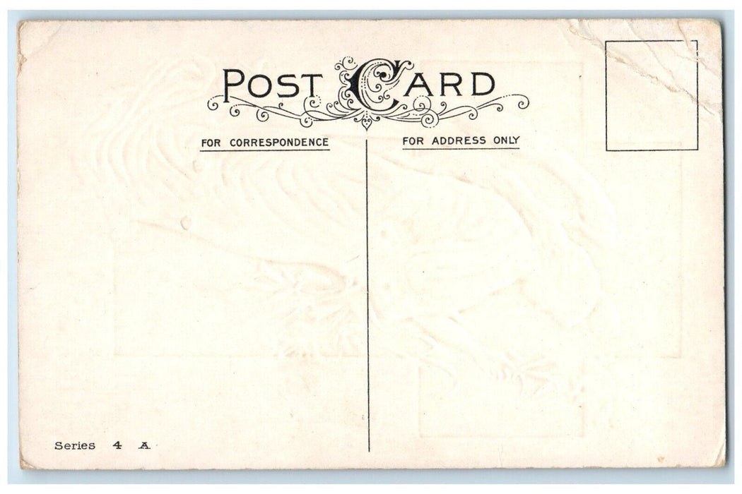 c1910's Easter Blessings Holy Angel White Lily Flowers Embossed Antique Postcard