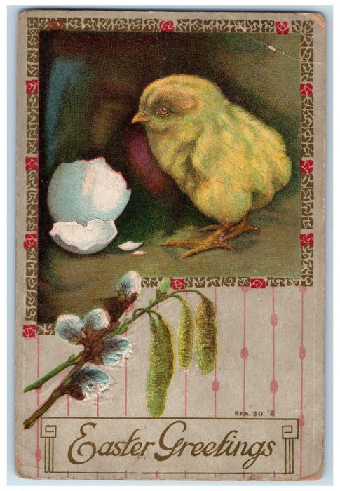 1910 Easter Greetings Hatched Egg Chick Lexington Kentucky KY Antique Postcard