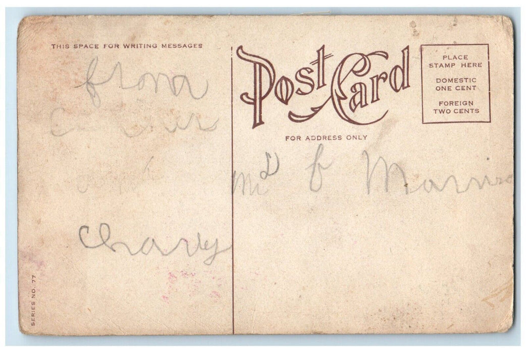 c1910's Easter Girl Chicken Hen Chicks And Trees Posted Antique Postcard