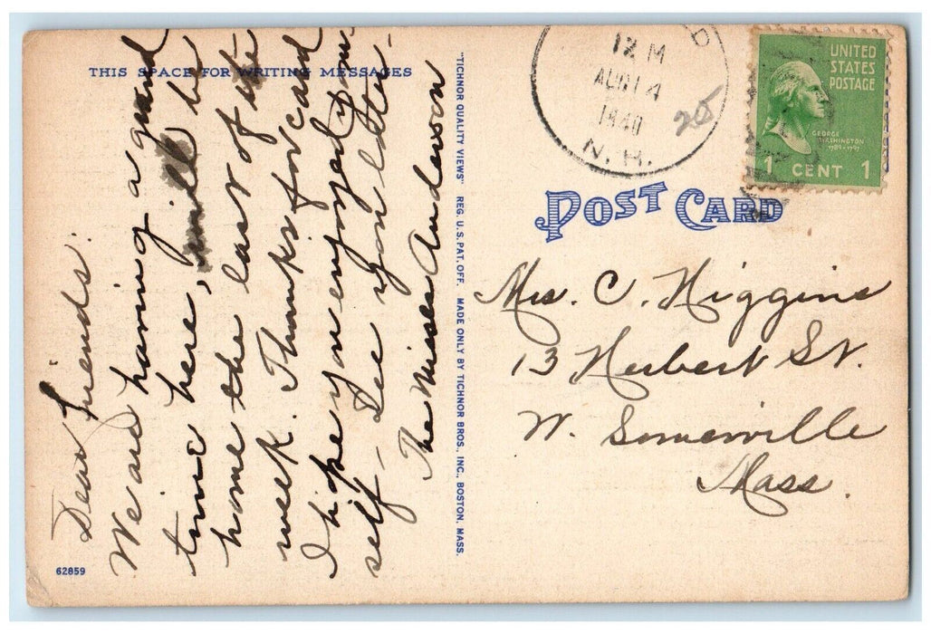 1940 Greetings From Enfield New Hampshire NH, Road Curve Vintage Postcard