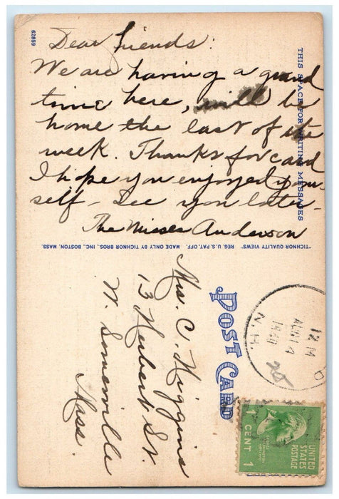 1940 Greetings From Enfield New Hampshire NH, Road Curve Vintage Postcard