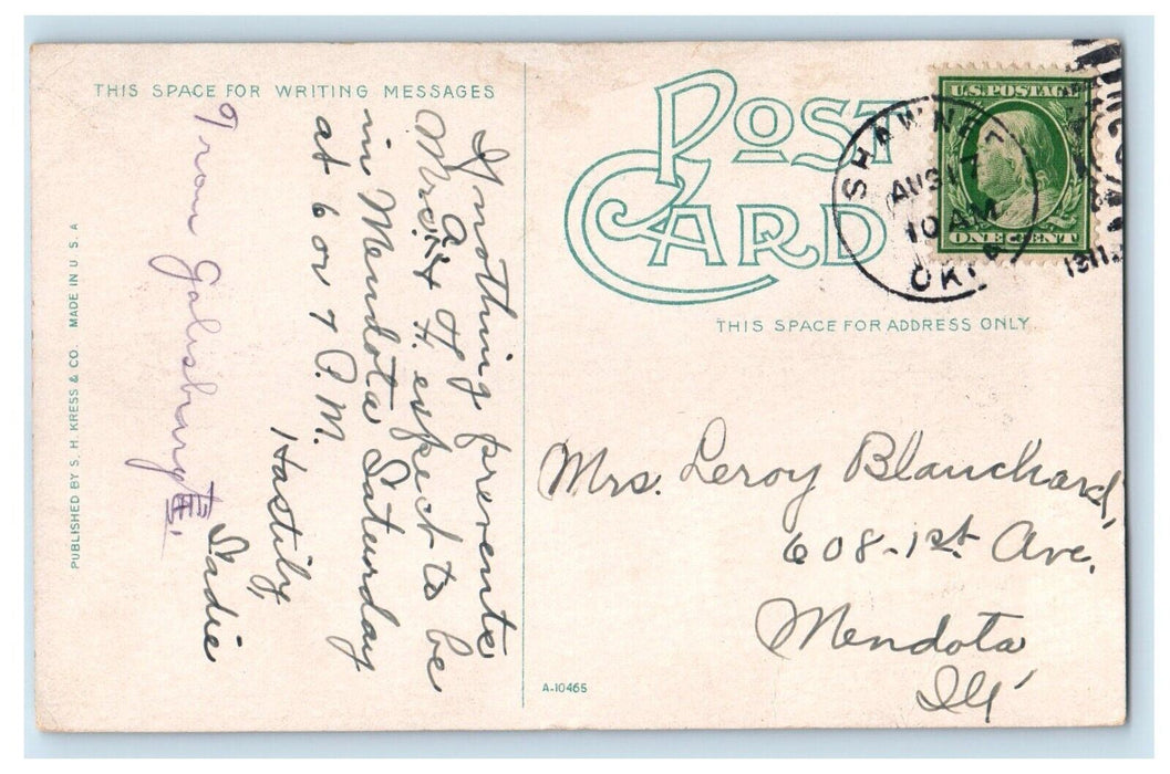 1911 C. R. I. & P. R. R. Depot Train Station Shawnee Oklahoma OK Posted Postcard