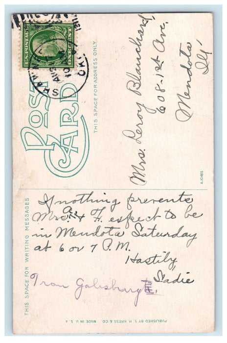 1911 C. R. I. & P. R. R. Depot Train Station Shawnee Oklahoma OK Posted Postcard