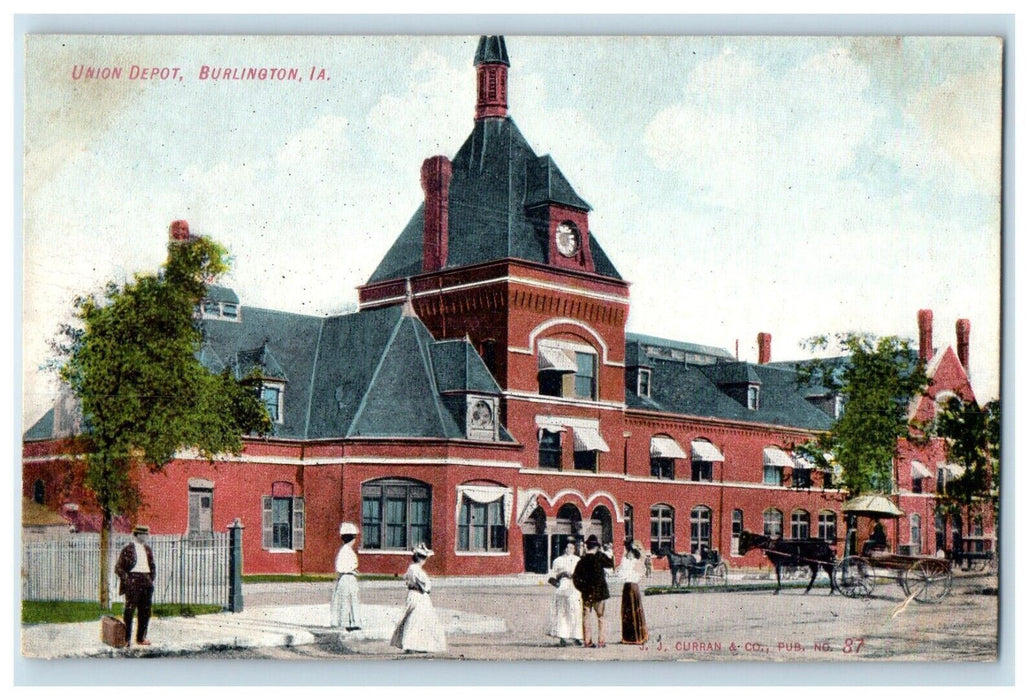 c1910's Union Depot Train Station Burlington Iowa IA Unposted Antique Postcard
