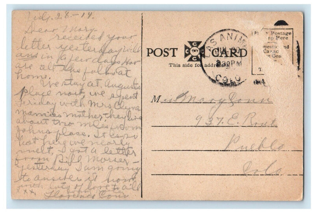 1914 Santa Fe Depot Train Station La Junta Colorado CO Posted Antique Postcard