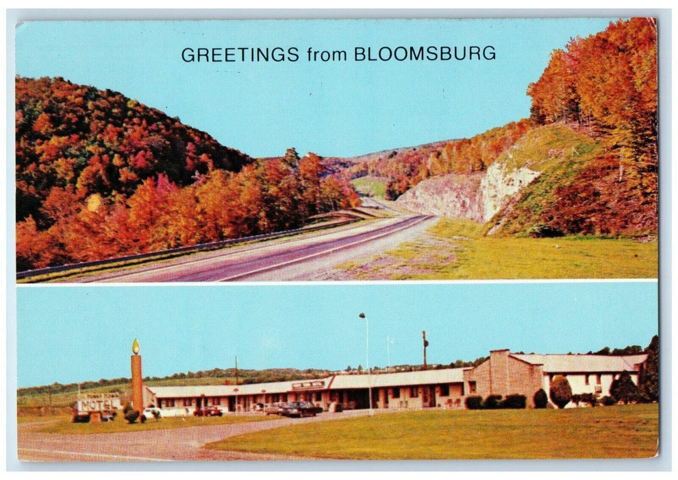 1960 Greetings From Bloomsburg Tenny Town Motel Pennsylvania PA Vintage Postcard