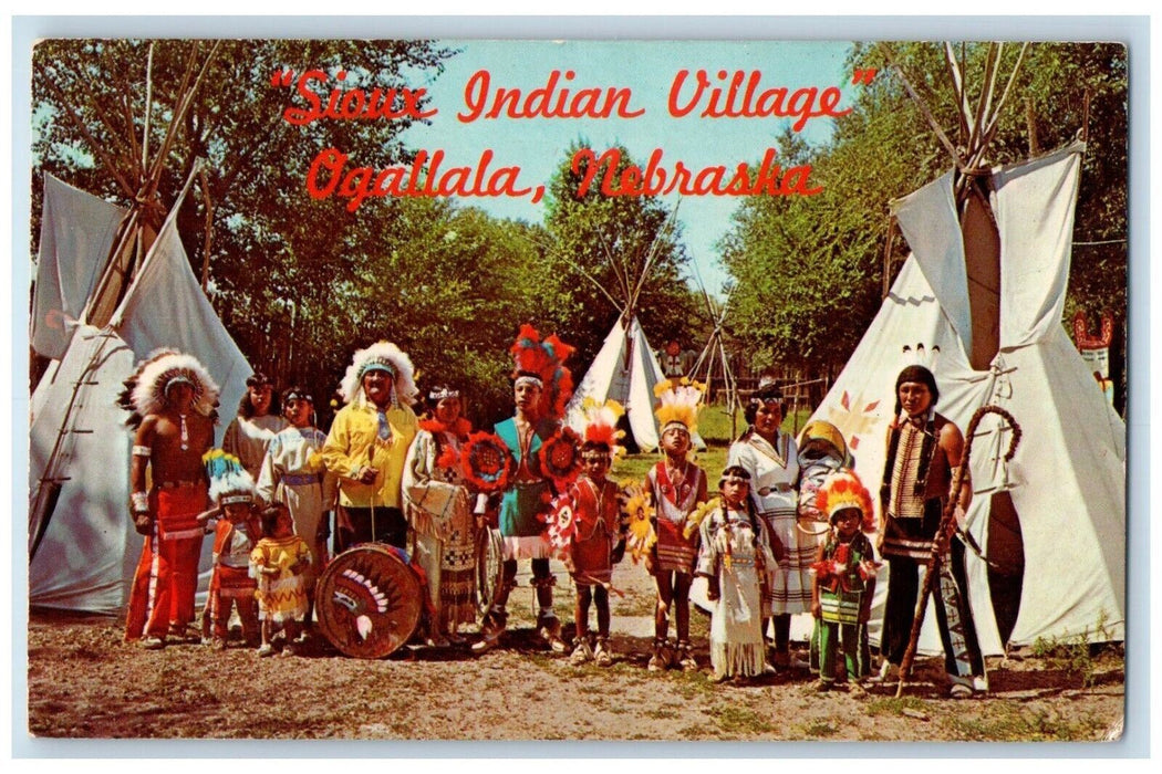c1960 Chief Whitecalf Sioux Indian Village Ogallala Nebraska Vintage Postcard