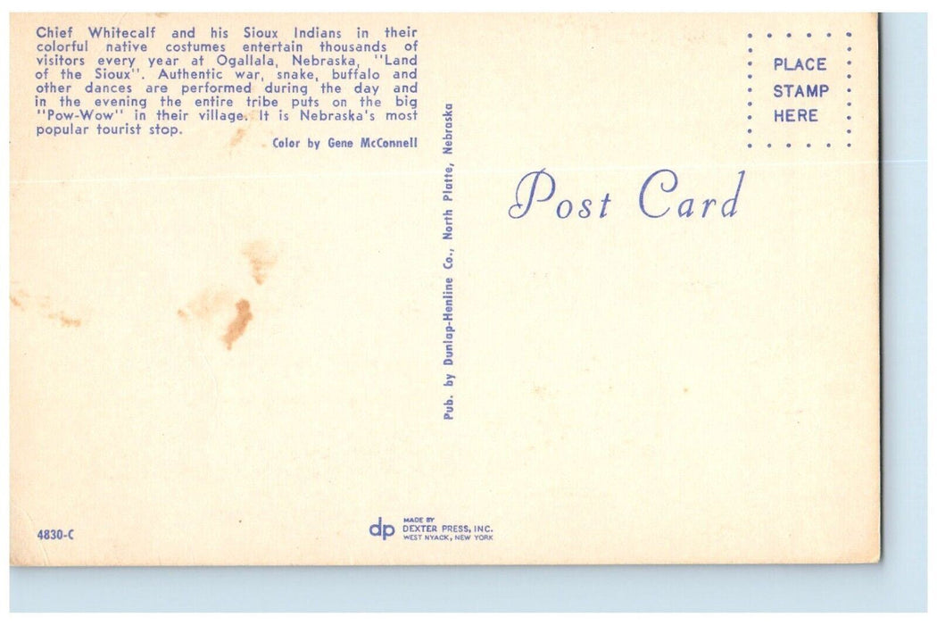 c1960 Chief Whitecalf Sioux Indian Village Ogallala Nebraska Vintage Postcard