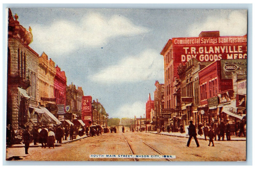 c1950 South Main Street Railway Establishments View Mason City Iowa IA Postcard