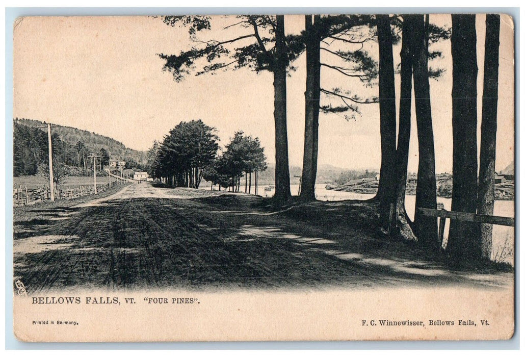 c1905 Bellows Falls Four Pines Vermont VT, Dirt Road Scene Tuck's Postcard