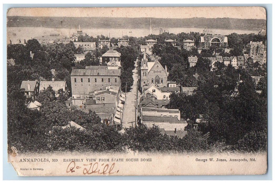 c1905 Easterly View From State House Home Dome Annapolis Maryland MD Postcard