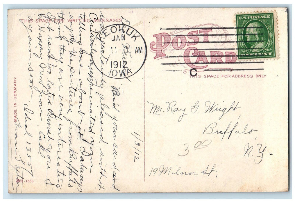 1912 YMCA Building Facade View Horse Carriage Dirt Road Keokuk Iowa IA Postcard