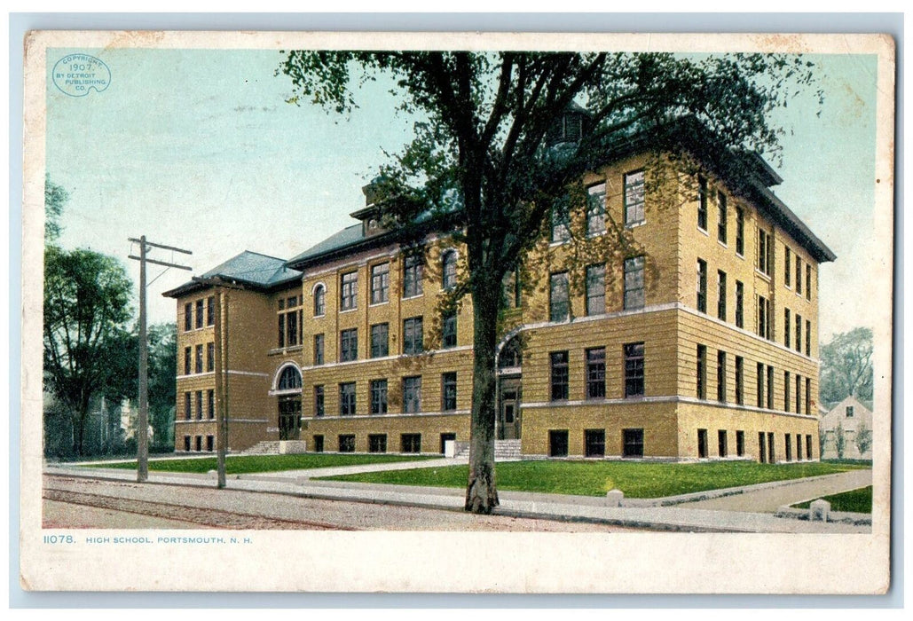 1911 High School Campus Building Dirt Road Portsmouth New Hampshire NH Postcard