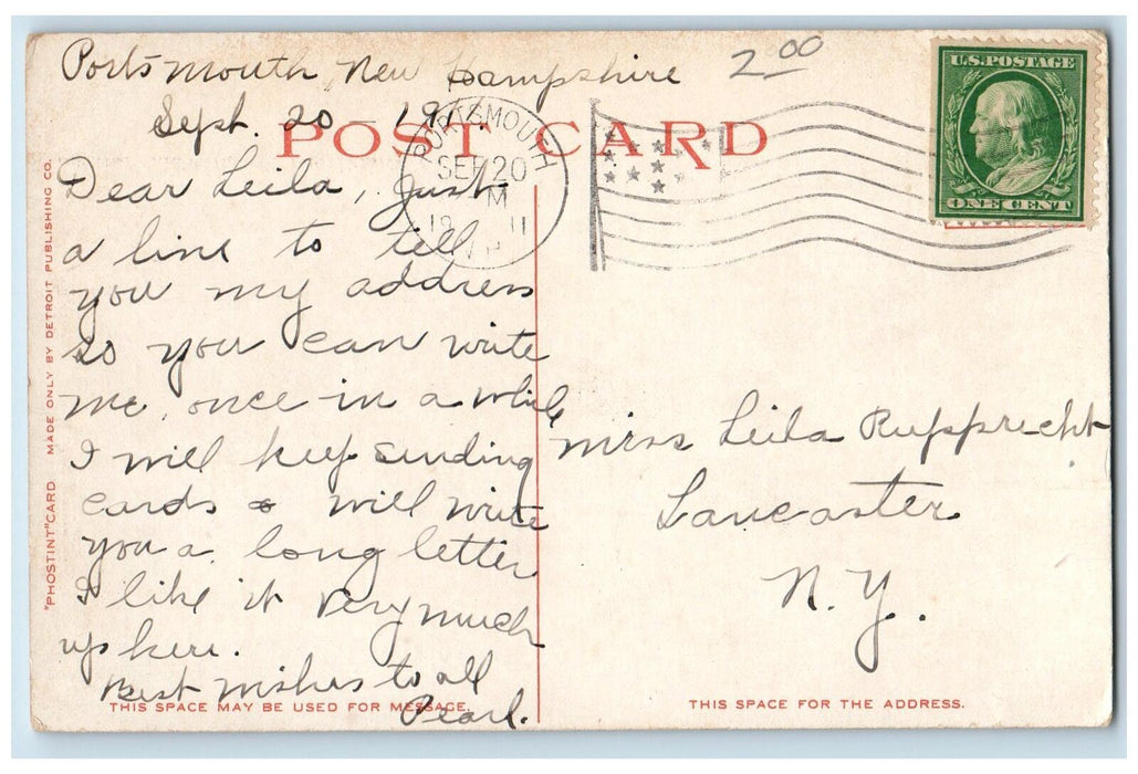 1911 High School Campus Building Dirt Road Portsmouth New Hampshire NH Postcard