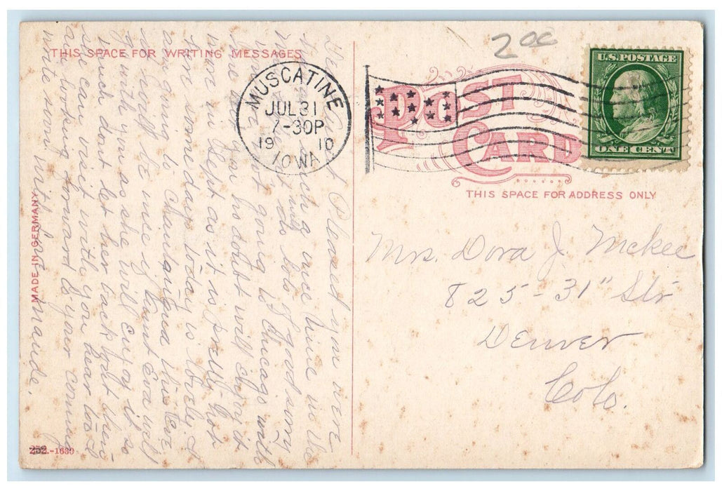 1910 County Jail Building Entrance View Guard Stairs Muscatine Iowa IA Postcard
