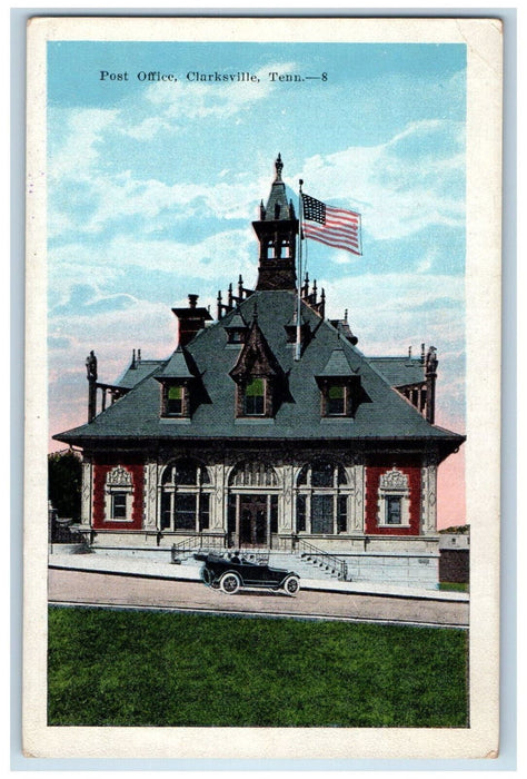 U.S Post Office Exterior Scene Clarksville Tennessee TN Antique Postcard