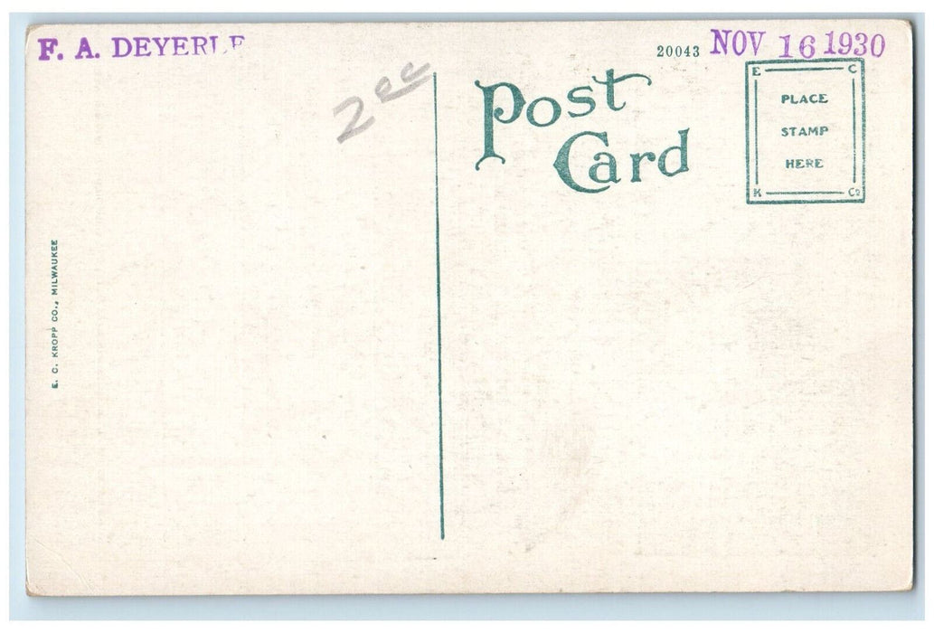 U.S Post Office Exterior Scene Clarksville Tennessee TN Antique Postcard