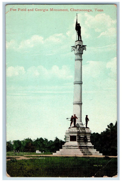 1917 Poe Field And Georgia Monument Statue Chattanooga Tennessee TN Postcard
