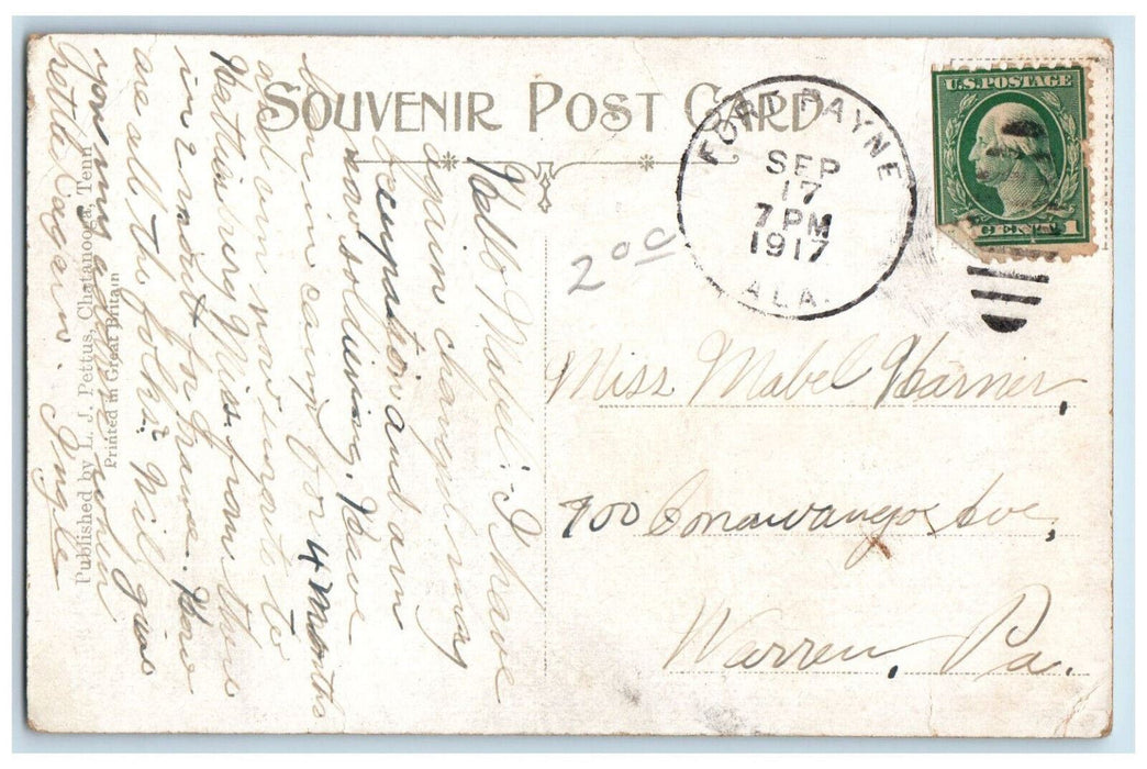 1917 Poe Field And Georgia Monument Statue Chattanooga Tennessee TN Postcard