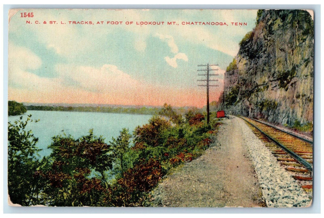 N.C. & St. L. Tracks At Foot Of Lookout Mt., Chattanooga Tennessee TN Postcard