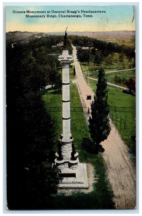 1913 Illinois Monument General Bragg's Headquarters Missionary Ridge TN Postcard
