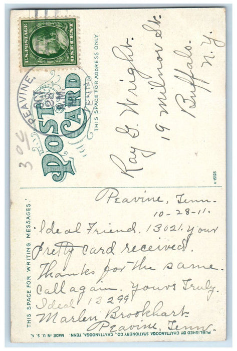1911 The Hotel Patten By Moon Night Chattanooga Tennessee TN Antique Postcard