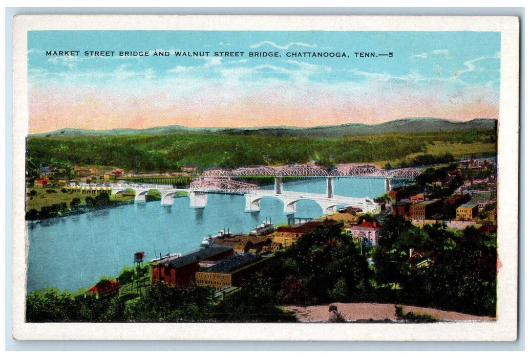 Marker Street Bridge And Walnut Street Bridge Chattanooga Tennessee TN Postcard