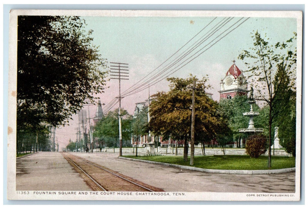 Fountain Square And The Court House Chattanooga Tennessee TN Phostint Postcard