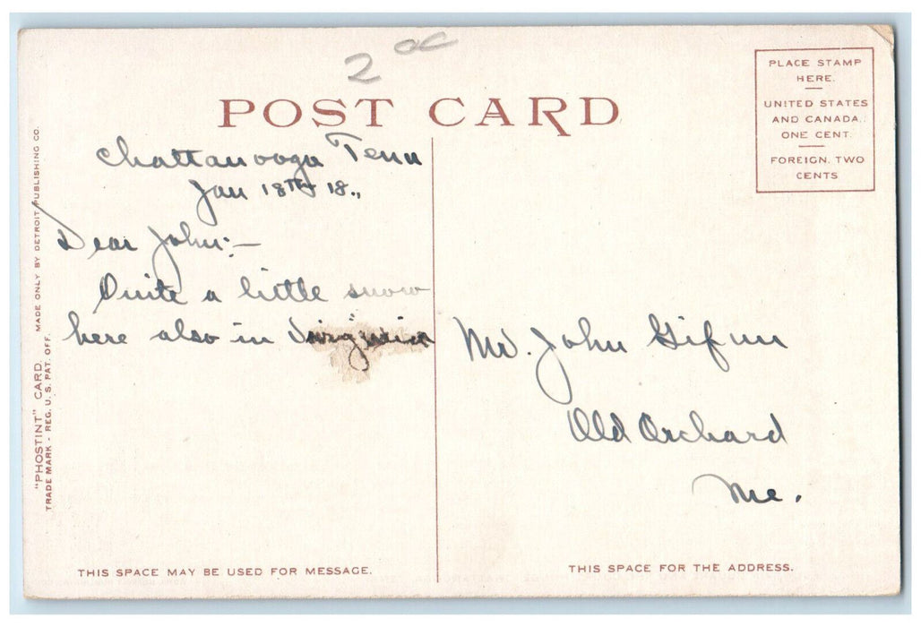 Fountain Square And The Court House Chattanooga Tennessee TN Phostint Postcard