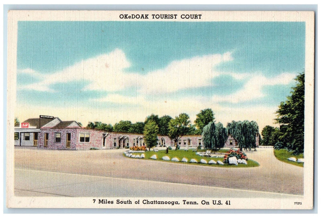 Okedoak Tourist Court Coca Cola Restaurant Chattanooga Tennessee TN Postcard