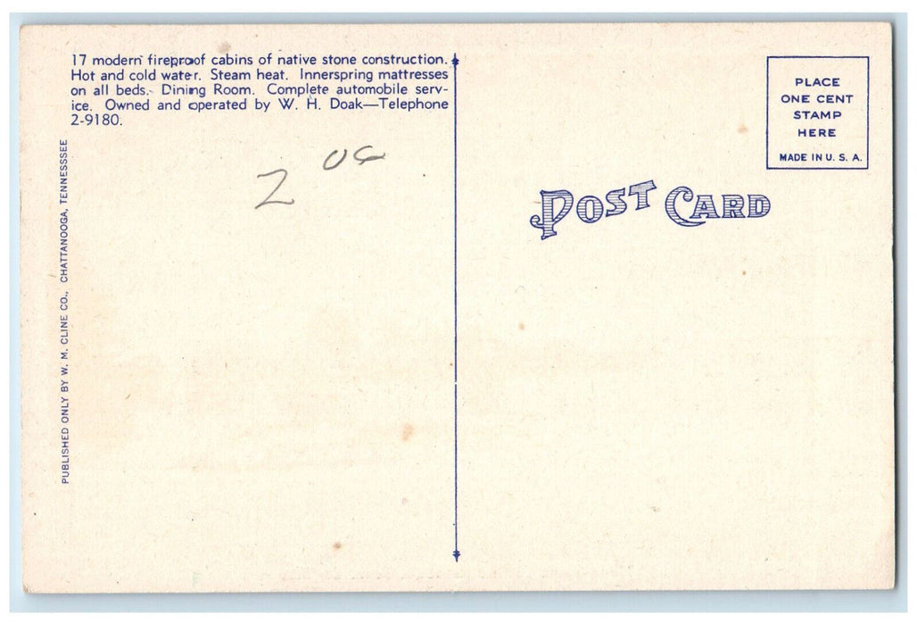 Okedoak Tourist Court Coca Cola Restaurant Chattanooga Tennessee TN Postcard