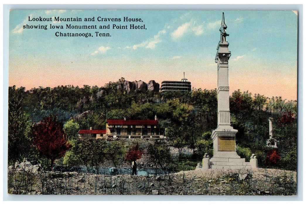 Mountain And Cravens House Iowa Monument And Point Hotel Chattanooga TN Postcard