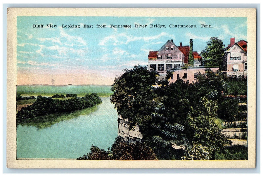 Bluff View Looking East From Tennessee River Bridge Chattanooga TN Postcard
